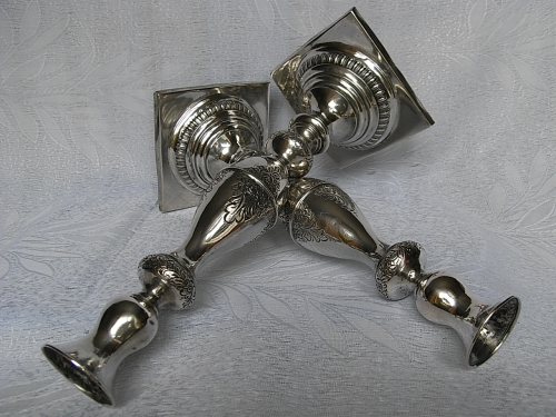 PAIR OF SILVER CANDLESTICKS AROUND 1875 WROCLAW
