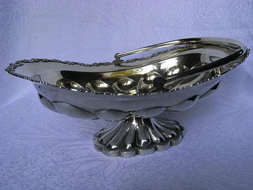 HENKELSCHALE - KORB SILBER 875-ER RUSSLAND UM 1890