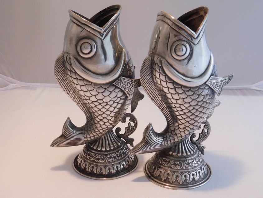 PAAR HOCHZEIT KARAFFEN SILBER 900 - ER INDIEN 1860/70