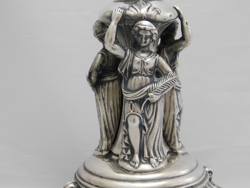 KERZENLEUCHTER- KERZENSTÄNDER SILBER 900-ER UM 1850