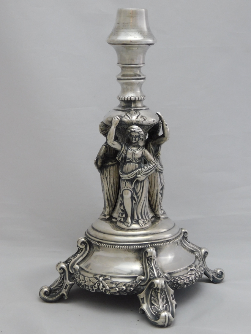 KERZENLEUCHTER- KERZENSTÄNDER SILBER 900-ER UM 1850